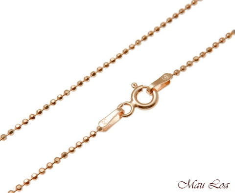 Sterling Silver 925 Pink Rose Gold Italian 1.2mm Ball Bead Chain 16" 18" 20"