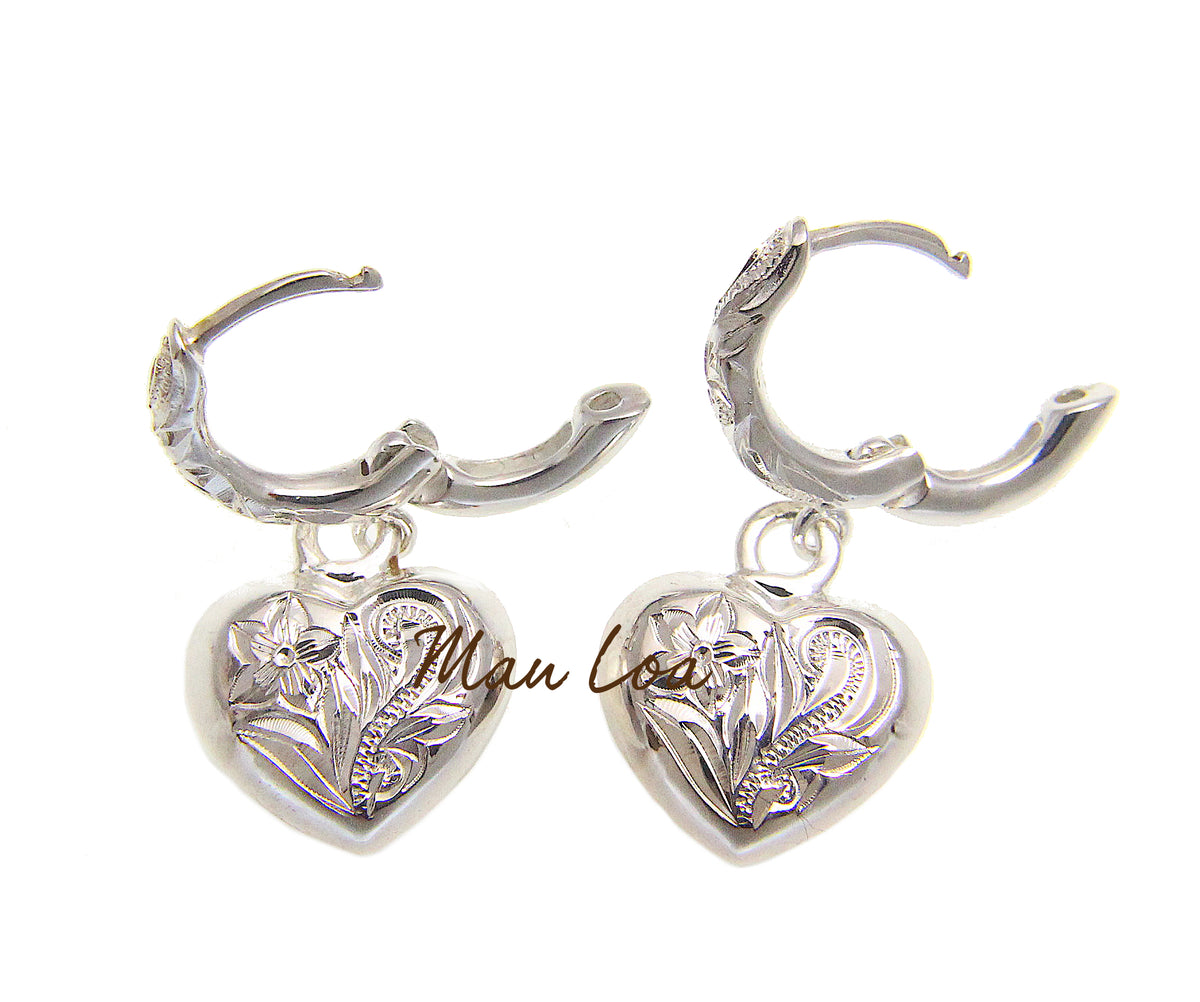 925 Silver Heart Rattle Ball Earrings - KLENSPOP