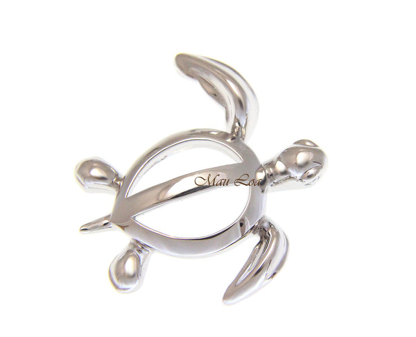 925 Sterling Silver Hawaiian Shinny High Polish Honu Turtle Slider Pendant Charm