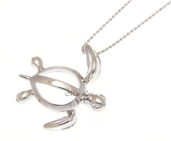 925 Sterling Silver Hawaiian Shinny High Polish Honu Turtle Slider Pendant Charm