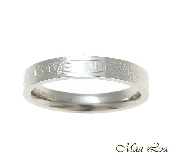 Stainless Steel Ring Wedding Band Love 3.5mm Silver Color Size 3-10