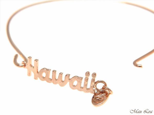 Pink Rose Gold Plated on Brass Hawaiian Hawaii Open Bangle Bracelet