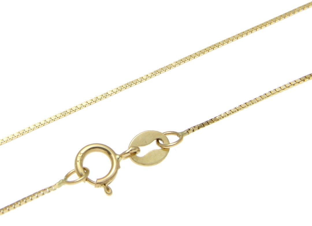 14K Box Chain 0.6mm Yellow White Rose Gold Spring Ring Italy 16 18 20 22 24"