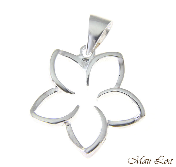 925 Sterling Silver Hawaiian Floating Outline Plumeria Flower Pendant 10-30mm