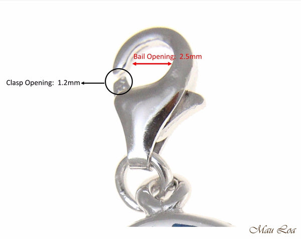 925 Sterling Silver Rhodium Hawaiian Dolphin Opal Clasp Enhancer Pendant Charm