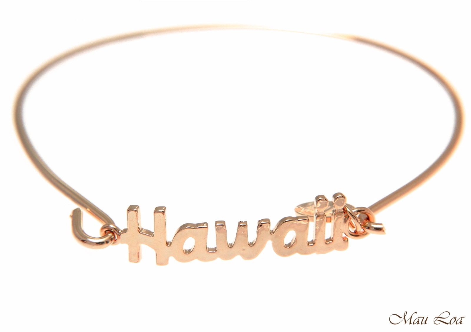Pink Rose Gold Plated on Brass Hawaiian Hawaii Open Bangle Bracelet