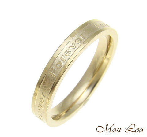 Stainless Steel Ring Wedding Band Forever 3.5mm Yellow Gold Plated Size 3-10