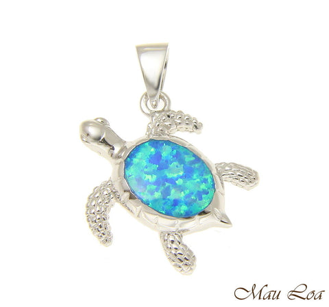 925 Sterling Silver Rhodium Hawaiian Honu Sea Turtle Opal CZ Pendant Charm