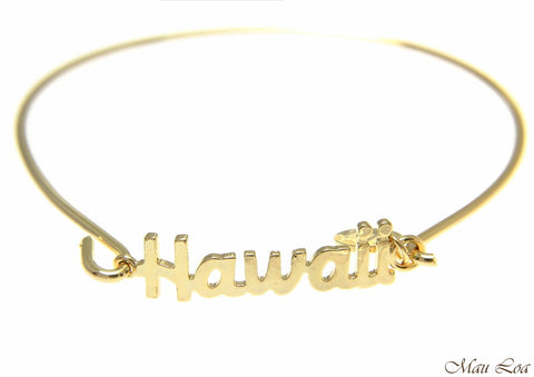 Yellow Gold Plated on Brass Hawaiian Hawaii Open Bangle Bracelet