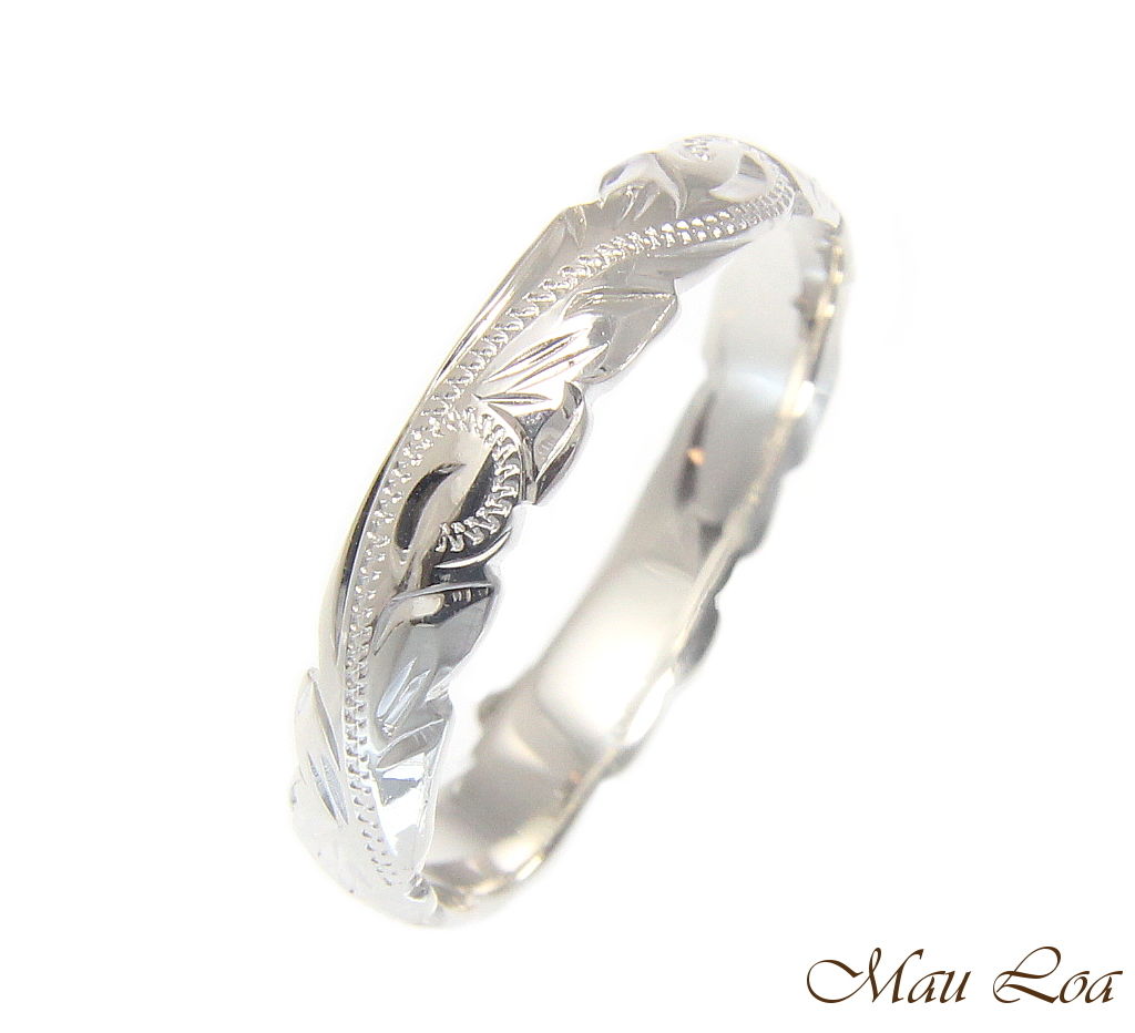 925 Sterling Silver 4mm Cut Out Edge Hawaiian Scroll Hand Engraved Ring Band