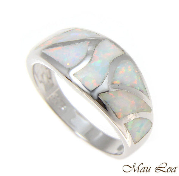 925 Sterling Silver Rhodium Women Men White Opal Ring Size 5-10