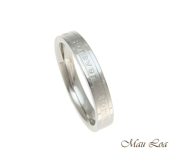 Stainless Steel Ring Wedding Band Forever 3.5mm Silver Color Size 3-10