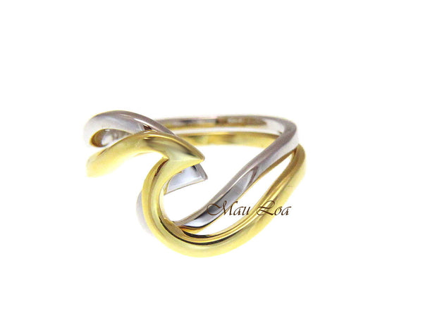 925 Sterling Silver Tricolor Plated Hawaiian Ocean Wave 3 in 1 Ring Size 5-10
