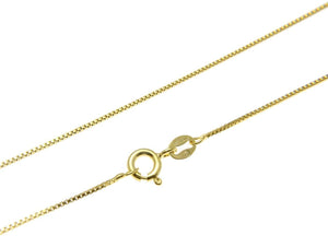 Yellow Gold on 925 Sterling Silver Italian 1mm Box Chain Necklace 16" - 22"