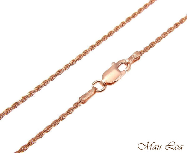Sterling Silver 925 Italian Pink Rose Gold 1.4mm Rope Chain 16" 18" 20"
