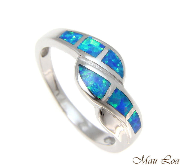 925 Sterling Silver Rhodium Women Men Blue Opal Ring Size 5-10