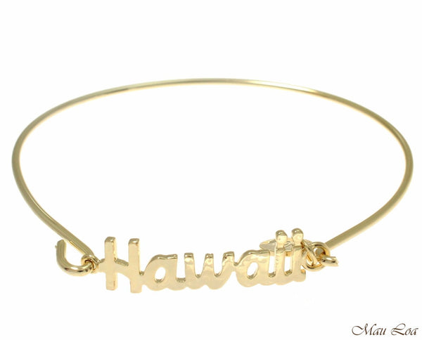 Yellow Gold Plated on Brass Hawaiian Hawaii Open Bangle Bracelet