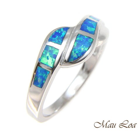 925 Sterling Silver Rhodium Women Men Blue Opal Ring Size 5-10