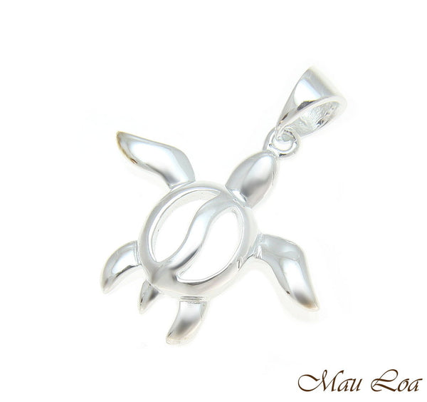 925 Sterling Silver Hawaiian Honu Sea Turtle Plain Shiny Pendant Charm