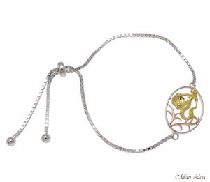 Silver 925 Tricolor Hawaiian Mermaid Sliding Bead Chain Adjustable Bracelet