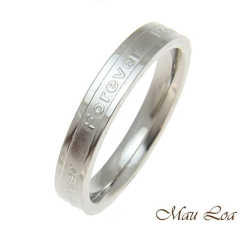 Stainless Steel Ring Wedding Band Forever 3.5mm Silver Color Size 3-10