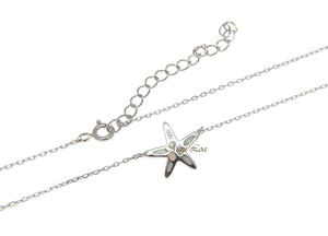 925 Silver Hawaiian Starfish Sea Star White Opal Necklace Chain Included 18"+2"