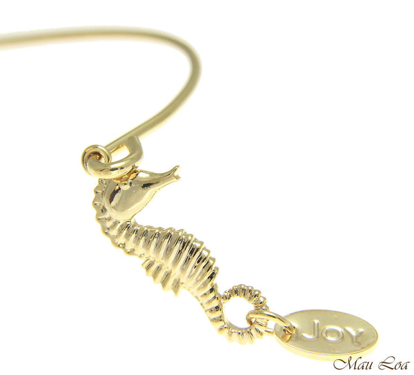 Yellow Gold Plated on Brass Hawaiian Seahorse Open Bangle Bracelet