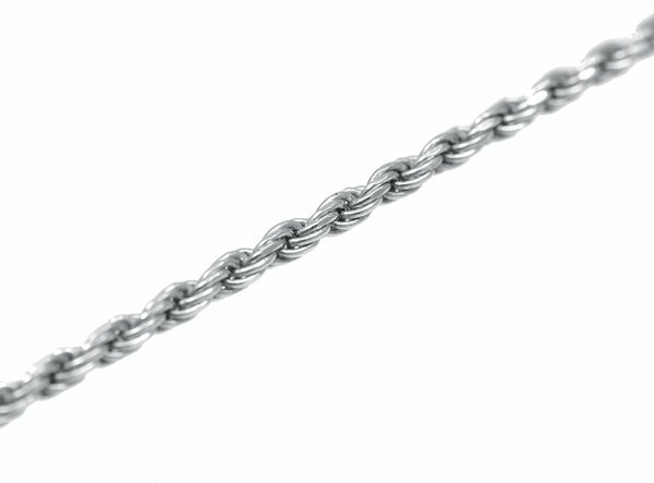Sterling Silver 925 Rhodium Diamond Cut Italian 1.5mm Rope Chain Necklace 16-24"