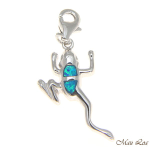 925 Silver Rhodium Hawaiian Frog Froggie Blue Opal Enhancer Pendant Charm