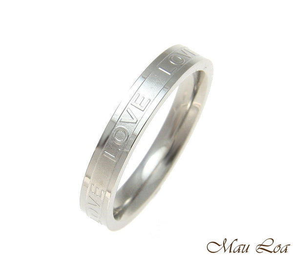 Stainless Steel Ring Wedding Band Love 3.5mm Silver Color Size 3-10