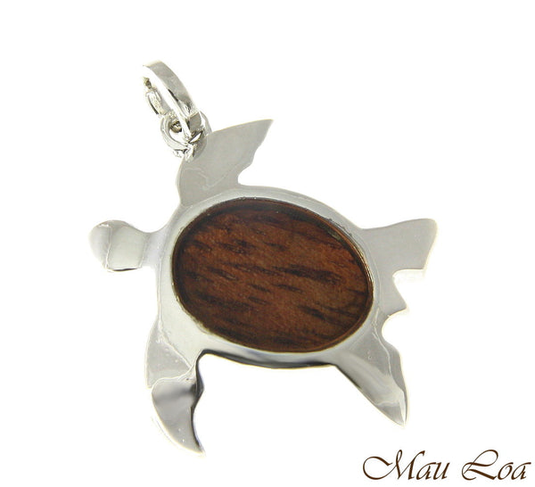 Koa Wood Hawaiian Barrel Tube Rhodium Silver Plated Brass Slide Pendant