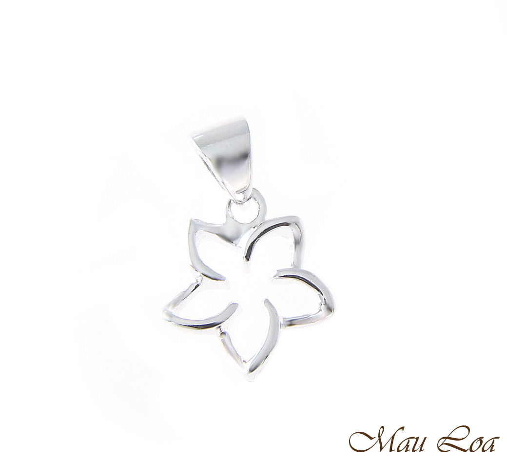 925 Sterling Silver Hawaiian Floating Outline Plumeria Flower Pendant 10-30mm