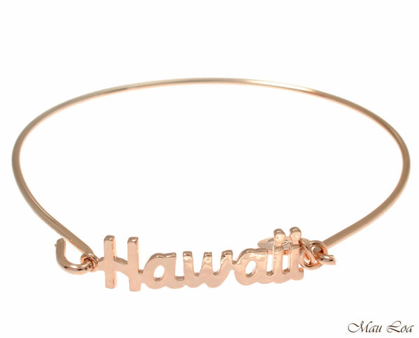 Pink Rose Gold Plated on Brass Hawaiian Hawaii Open Bangle Bracelet