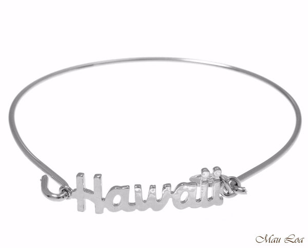 Rhodium Plated on Brass Hawaiian Hawaii Open Bangle Bracelet