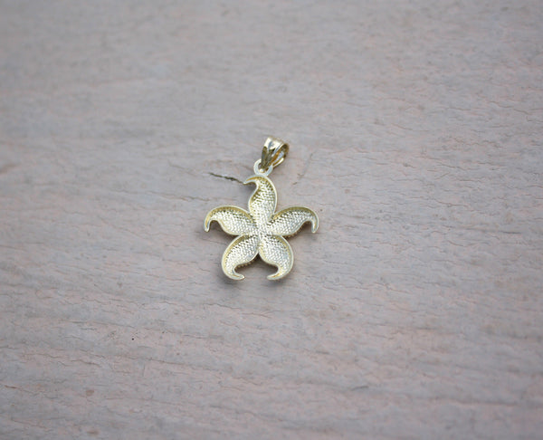 14K Yellow Gold Hawaiian Jewelry Sea life Star Fish 17mm Diamond Cut Pendant