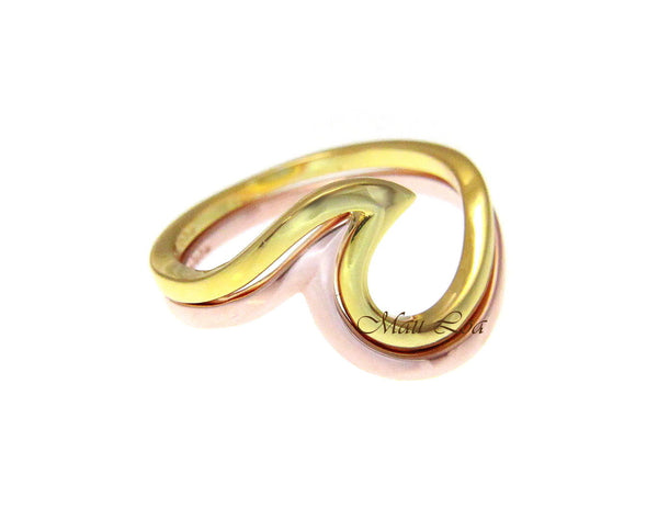 925 Sterling Silver Tricolor Plated Hawaiian Ocean Wave 3 in 1 Ring Size 5-10