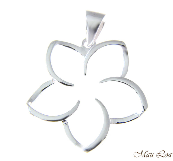 925 Sterling Silver Hawaiian Floating Outline Plumeria Flower Pendant 10-30mm