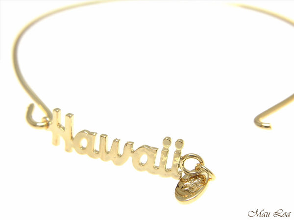 Yellow Gold Plated on Brass Hawaiian Hawaii Open Bangle Bracelet