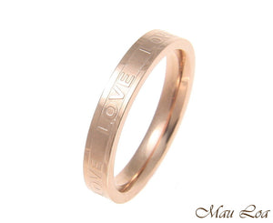 Stainless Steel Ring Wedding Band Love 3.5mm Pink Rose Gold Plated Size 3-10
