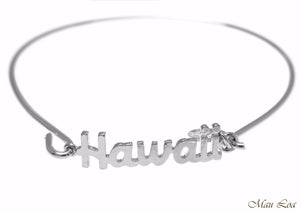 Rhodium Plated on Brass Hawaiian Hawaii Open Bangle Bracelet