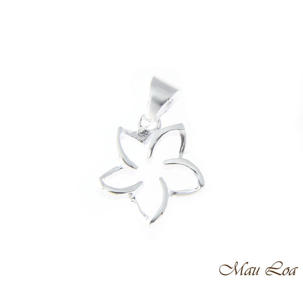 925 Sterling Silver Hawaiian Floating Outline Plumeria Flower Pendant 10-30mm