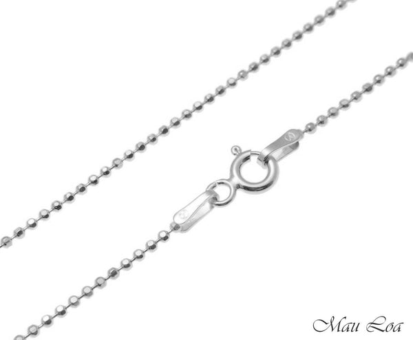 Sterling Silver 925 Rhodium Italian 1.2mm Ball Bead Chain Necklace 16" 18"