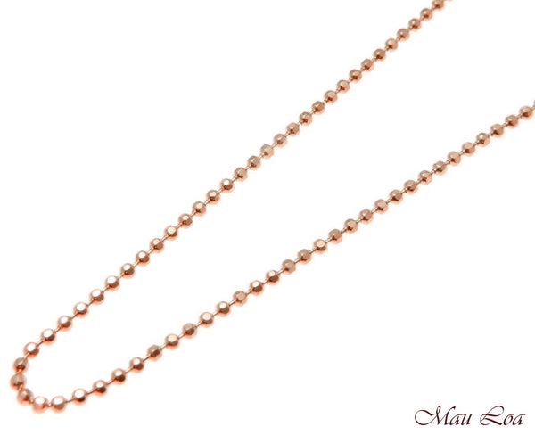 Sterling Silver 925 Pink Rose Gold Italian 1.2mm Ball Bead Chain 16" 18" 20"