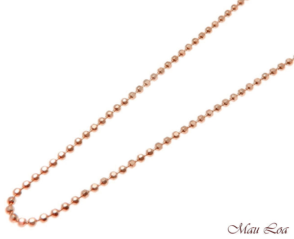 Sterling Silver 925 Pink Rose Gold Italian 1.2mm Ball Bead Chain 16" 18" 20"