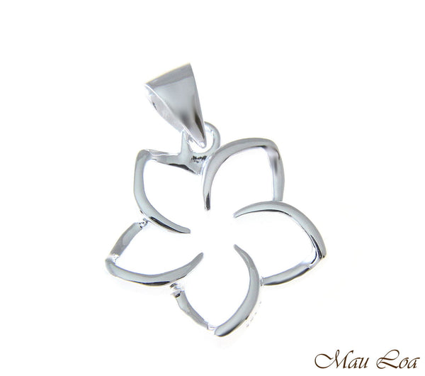 925 Sterling Silver Hawaiian Floating Outline Plumeria Flower Pendant 10-30mm