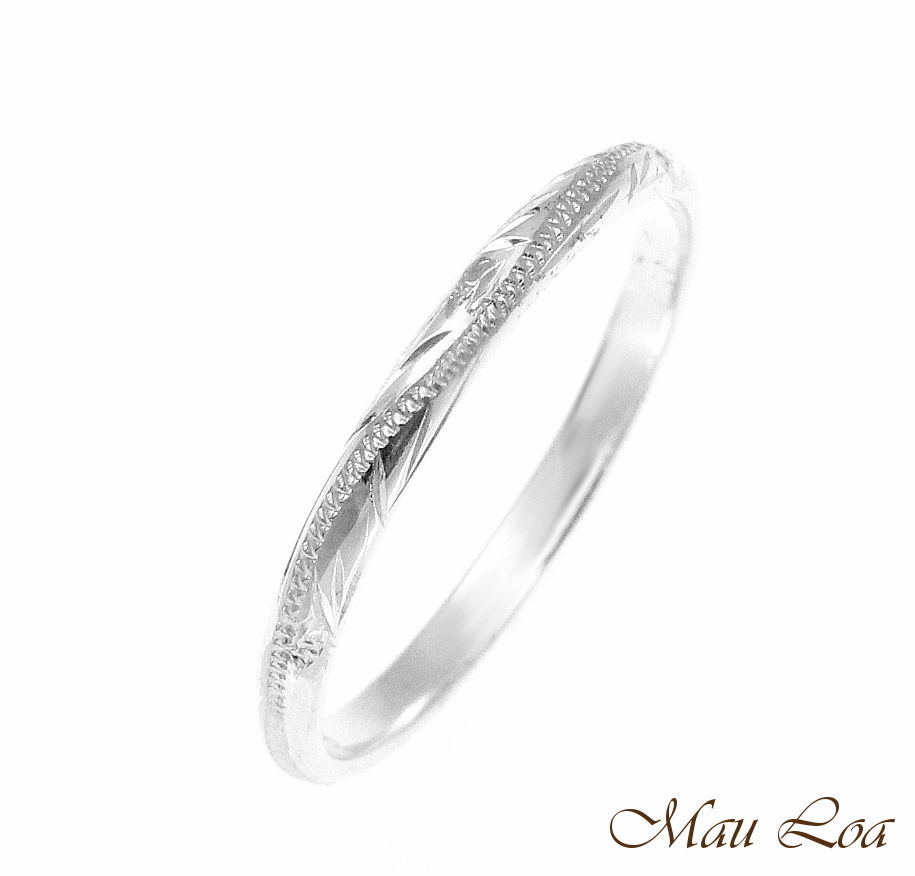 925 Sterling Silver 2mm Hawaiian Scroll Hand Engraved Ring Band