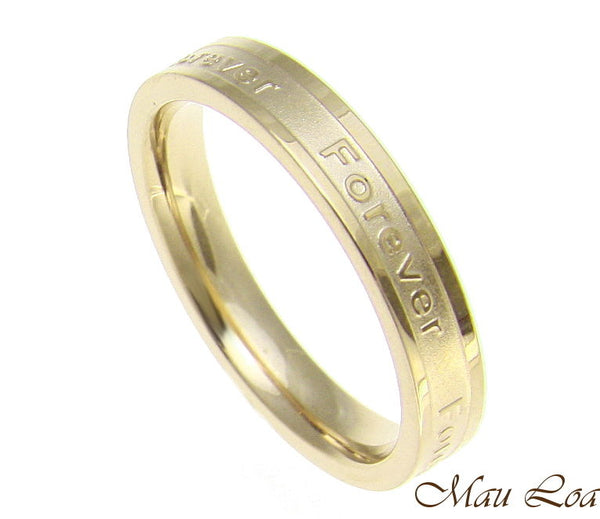 Stainless Steel Ring Wedding Band Forever 3.5mm Yellow Gold Plated Size 3-10