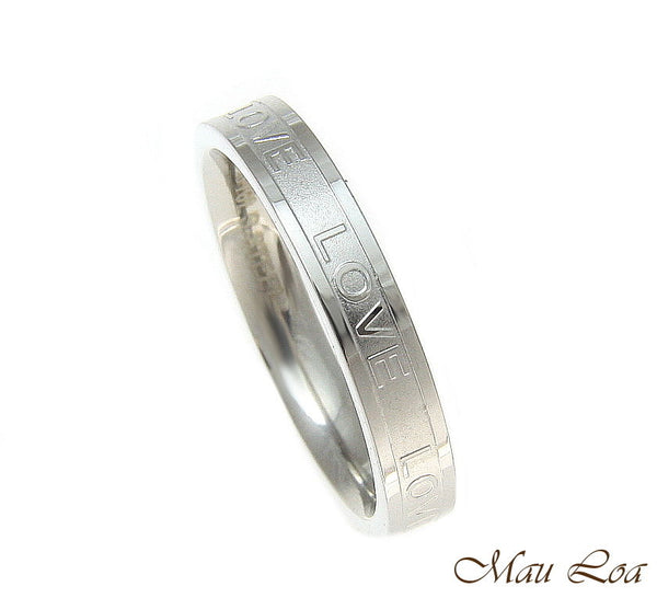 Stainless Steel Ring Wedding Band Love 3.5mm Silver Color Size 3-10