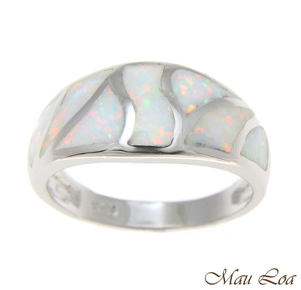 925 Sterling Silver Rhodium Women Men White Opal Ring Size 5-10