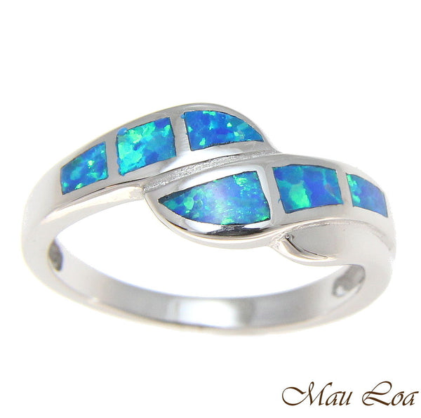 925 Sterling Silver Rhodium Women Men Blue Opal Ring Size 5-10